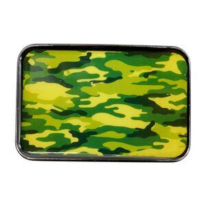 New Men Women Black Metal Fashion Belt Buckle Army Green Camouflage Jeans Pant
